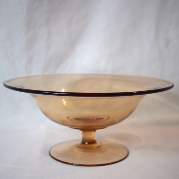 Fostoria Elegant Compote Footed Bowl Amber Glass Fairfax Pattern - Picture 1 of 5